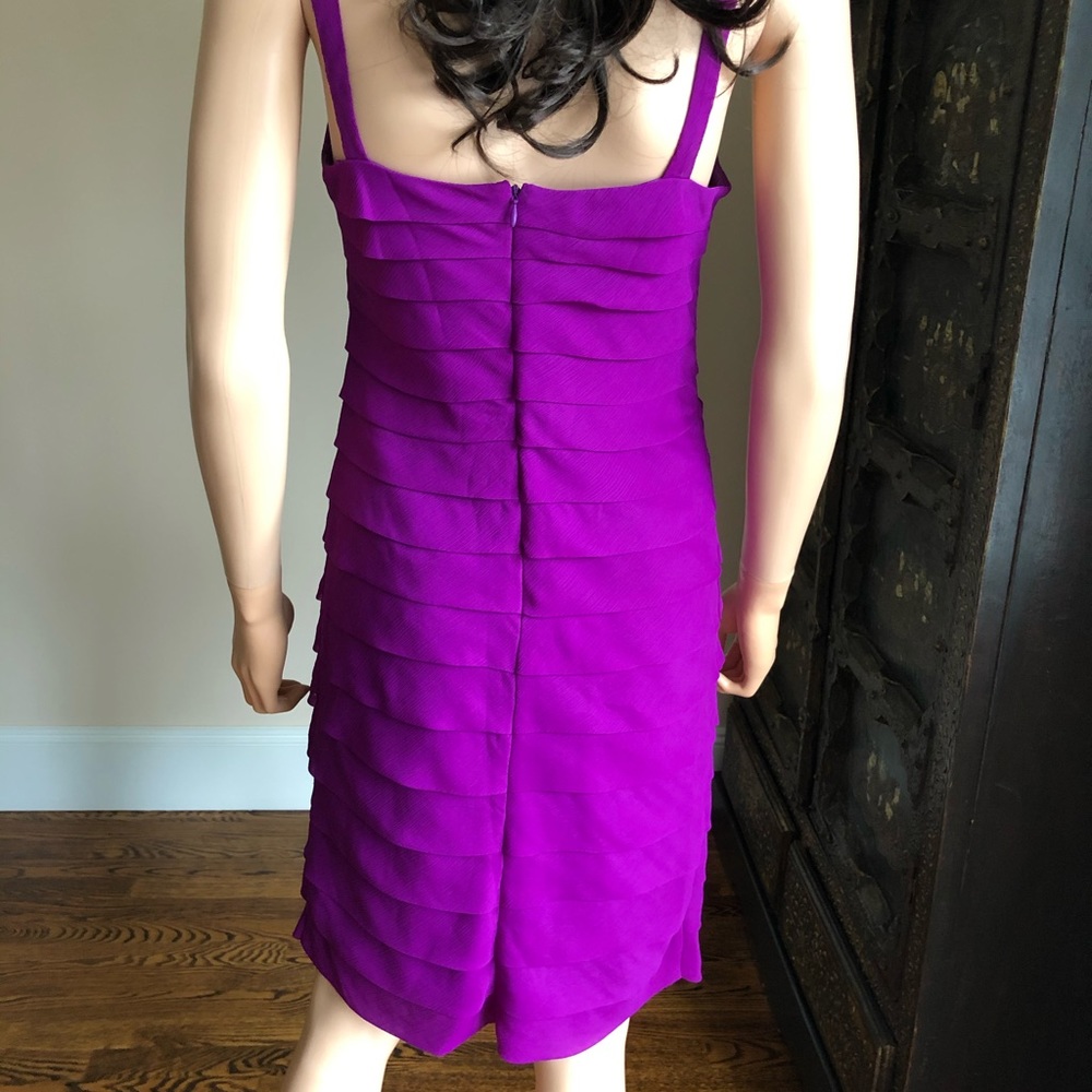 JS Collections Purple Layer Ruffle Dress Size 4 - Picture 4 of 5